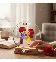 Kişiye Özel Romantik Çift Tasarımlı Dekoratif Gece Lambası, Sevgiliye Özel Hediye