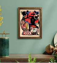 BK Gift Modern Soyut Tasarımlı Doğal Masif Ahşap Çerçeveli Tablo 30x40cm-6