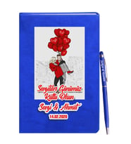 Sevgililer Gününe Özel Mavi Defter Kalem Hediye Seti 15