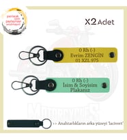 Motosiklet Severlere Özel İsim Plaka ve 0 Rh (-) Kan Grubu Yazılı x2 Anahtarlıkları, Yeşil-Sarı-Laci