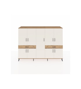 Hyperion Dolap 12 Raflı 2 Çekmeceli 8 Kapaklı 220x44x163 Çam-Aytaşı/Çam