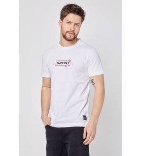 COMEOR Erkek Beyaz Baskılı Slim Fit T-shirt