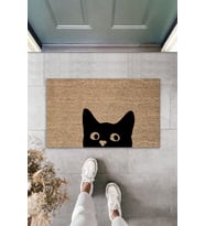 Sevimli Kara Kedi Dekoratif Iç Ve Dış Kapı Önü Paspası 70x45 Cm