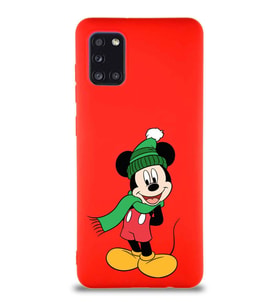 Samsung Galaxy A31 Soft Premier Kapak Mickey Mouse-G Tasarımlı Silikon Kılıf - Kırmızı (Şeffaf)