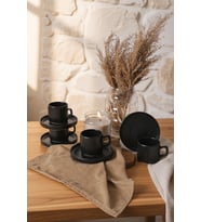 Keramika Mat Siyah Stackable Çay Takımı 8 Parça 4 Kişilik