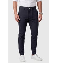 DeepSEA Erkek Koyu Lacivert Slim Fit İpli Kumaş Pantolon Dar Kesim Esnek Smart Casual 2601100