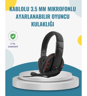 Kırmızı Kulaklık Stereo Mikrofonlu Dayanıklı Örgü Kablolu