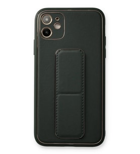 Durukar® iPhone 12 Kılıf Coco Deri Standlı Kapak - Füme