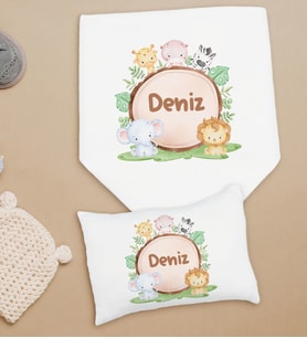 BK Kids Kişiye Özel İsimli Bebek Battaniye ve Yastık Hediye Seti, Yeni Doğan Bebek Hediyesi, Bebek Uyku Seti-23