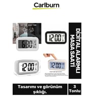 Özel Üretim Dekoratif Işık Sensörlü Dijital Tarih Oda Sıcaklığı 3 Farlı Ton Alarmlı Masa Çalar Saat