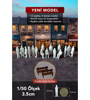 Maket İnsan 16 Adet 1/50 Ölçek 3.5cm (Bank hediyeli), Maketler için Boyanabilir Minyatür İnsan,