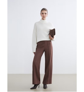 LCW Modest Kahverengi Standart Fit Kadın Süet Görünümlü Pantolon
