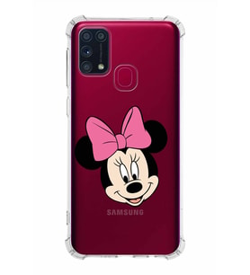 Samsung Galaxy M31  Köşe Korumalı Antişok Kapak Minnie Mouse Tasarımlı Şeffaf  Kılıf