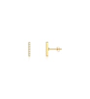 Taşlı Minik Çubuk Altın Kaplama Gümüş Küpe