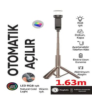 163cm RGB Işıklı Magsafe Selfie Tripod  Uzaktan Kumandalı, Tek Dokunuşla Açılan Katlanabilir