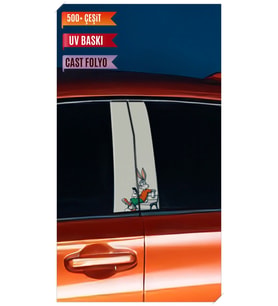 Araç Kapı Direk Kaplama Folyosu Bugs Bunny Desenli (Sağ Sol Takım) (2 Adet) - 22 (Çok Renkli)