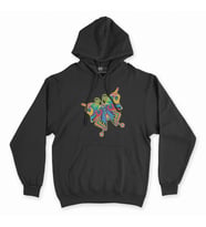 Rengarenk Kelebek Siyah Kapşonlu Sweatshirt Hoddie