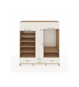Kronos Dolap 18 Raflı 4 Çekmeceli Tek Askılı 220x59x243 Çam-Aytaşı/Aytaşı