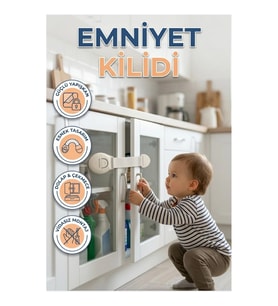 Güçlü Yapışkanlı Çocuk Emniyet Kilidi – Dolap ve Çekmece İçin Esnek Güvenlik Kilidi