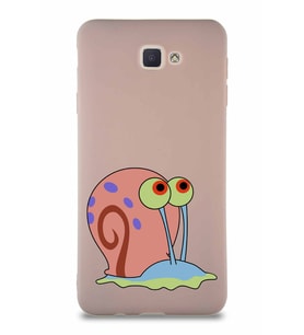 Samsung Galaxy J7 Prime Soft Premier Kapak Salyangoz Gary Tasarımlı Silikon Kılıf - Pudra (Şeffaf)