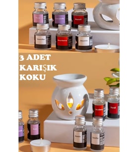 MCG  Sonx 3 lü Aromaterapi Uçucu Yağ Seti ve Seramik Buhurdanlık - Rahatlatıcı Oda Kokusu & Spa Deneyimi
