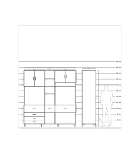 Kronos Dolap 11 Raflı 6 Çekmeceli 4 Kapaklı 220x59x243 Çam-Çam/Aytaşı