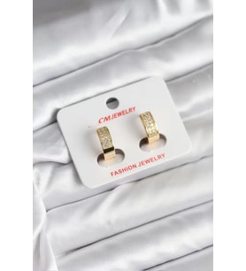 14K Gold Renk Kaplama Zirkon Taşlı Halka CM Kadın Küpe - TJ-BKP11428