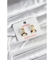 14K Gold Renk Kaplama Zirkon Taşlı Halka CM Kadın Küpe - TJ-BKP11428