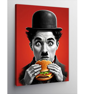 Kanvas Tablo Chaplin Ve Hamburger