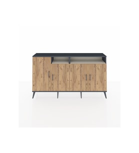 Arges Konsol 6 Raflı 4 Kapaklı 176x30x99 Antrasit-Çam/Aytaşı