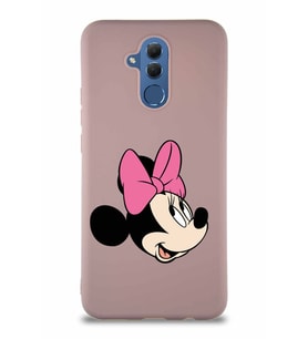 Huawei Mate 20 Lite Soft Premier Kapak Minnie Mouse-A Tasarımlı Silikon Kılıf - Pudra (Şeffaf)