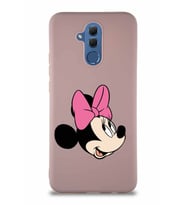 Huawei Mate 20 Lite Soft Premier Kapak Minnie Mouse-A Tasarımlı Silikon Kılıf - Pudra (Şeffaf)