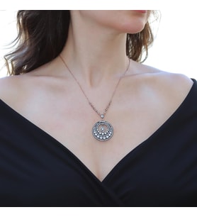 Elmas Montür Rose Gold Gümüş Kolye