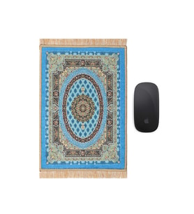 Bursa İpek Turkuaz Dekoratif Küçük Halı Mousepad