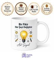 Reklamcı Fikir Ampulü Slogan Brainstorming Baskılı Porselen Kupa Bardak Hediye