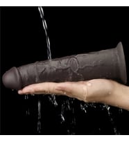 Çift Katmanlı 20 Cm Siyah Kumandalı Şarjlı Dönebilen Titreşimli Penis