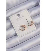 Mey İthalat® Xuping Rose Renk Zirkon Taşlı Bombeli Topçuk Earcuff Küpe
