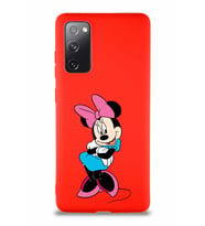 Samsung Galaxy S20 FE Soft Premier Kapak Minnie Mouse-D Tasarımlı Silikon Kılıf - Kırmızı (Şeffaf)