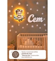 Ahşap Ayıcıklı Lamba & Işıksız İsimlik Seti – İsimli Bebek ve Çocuk Odası Dekoru