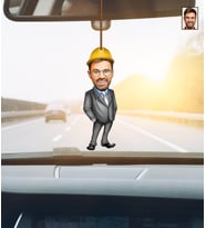 Kişiye Özel Karikatürlü Mühendis Ahşap Araba Dikiz Ayna Süsü