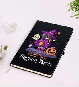 BK Gift Kişiye Özel Happy Halloween Tasarımlı Siyah Defter-10