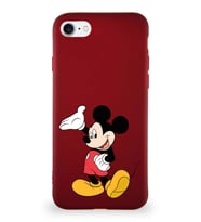 Apple iPhone SE 2020 Soft Premier Kapak Mickey Mouse-C Tasarımlı Silikon Kılıf - Mürdüm (Şeffaf)