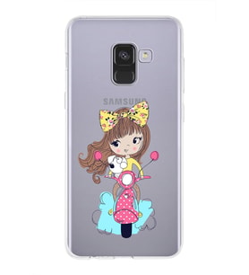 Samsung Galaxy A8 (2018) Uyumlu Kapak Vespagirl Tasarımlı Şeffaf Silikon Kılıf