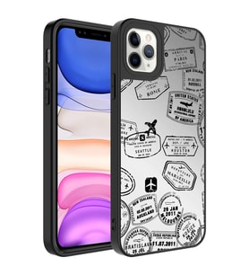 Apple iPhone 11 Pro Kılıf Aynalı Desenli Kamera Korumalı Parlak Zore Mirror Kılıf Seyahat
