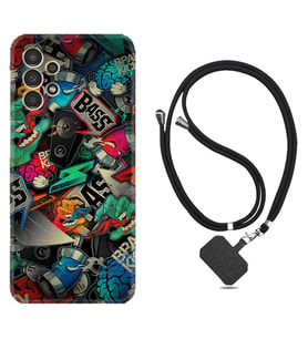Samsung Galaxy M14 Kılıf Resimli Boyun Askılı İpli Desenli Silikon Series Bass 1886