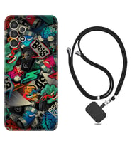 Samsung Galaxy M14 Kılıf Resimli Boyun Askılı İpli Desenli Silikon Series Bass 1886