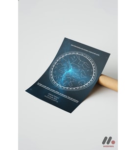 Kişiye Özel Yıldız Haritası Posteri Mavi, Çerçevesiz Yüksek Kalite Duvar Afişi