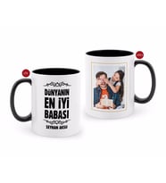 BK Gift Kişiye Özel Babalar Günü Hediyesi Fotoğraflı Siyah Beyaz Kupa Bardak-50