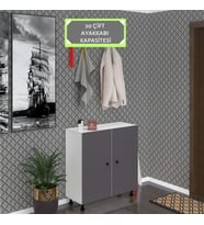Kenzlife ayakkabılık galoş5 gribyz 53*080*32 kapaklı 5 raflı 20 çift ayakkabı kapasitesi (Beyaz)