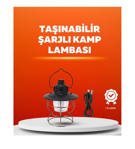 Mey İthalat® 4 Fonksiyonlu Dekoratif Kamp Lambası – Tungsten Ampul, USB Çıkışlı